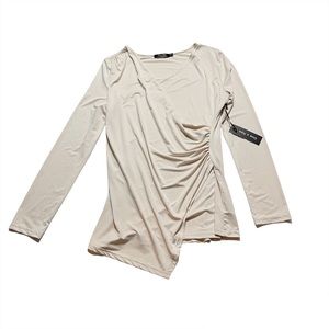 NWT Doe & Rae Asymmetrical Wrap Style V Neck Long Sleeve Blouse Size Medium